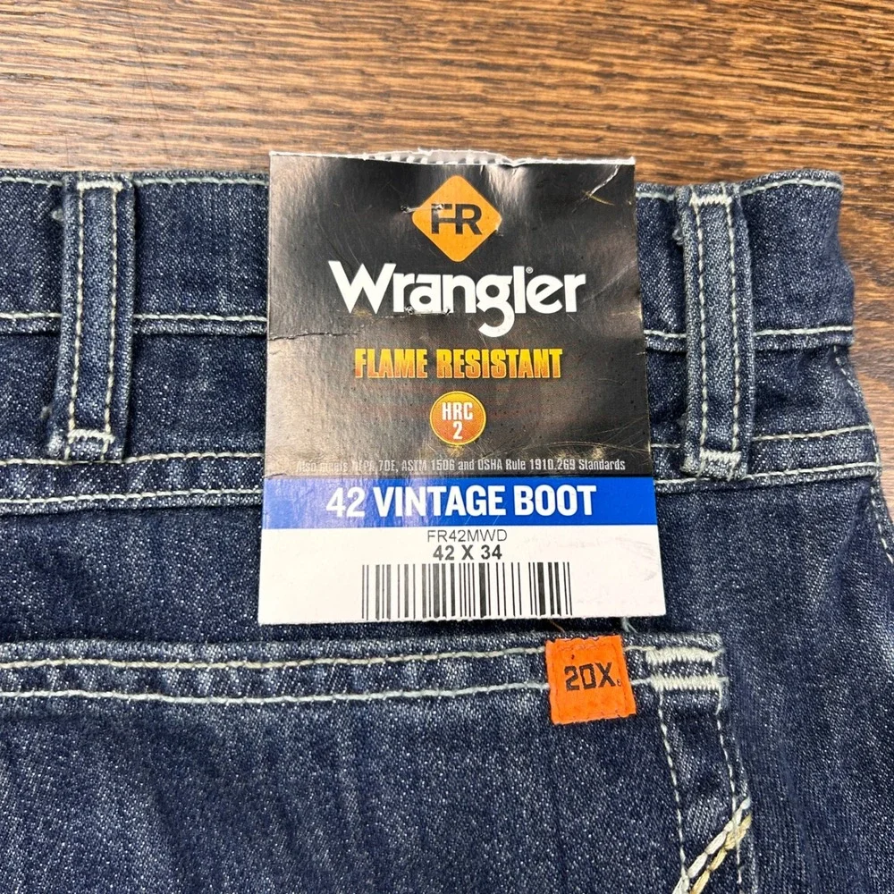 Wrangler 20X FR Jeans Mens 42x34 Blue Flame Resistant HRC2 Work Pants FR42MWD